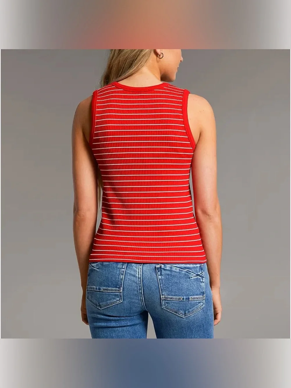 BKE Core Ribbed Striped Tank Top - Picture 2 of 3